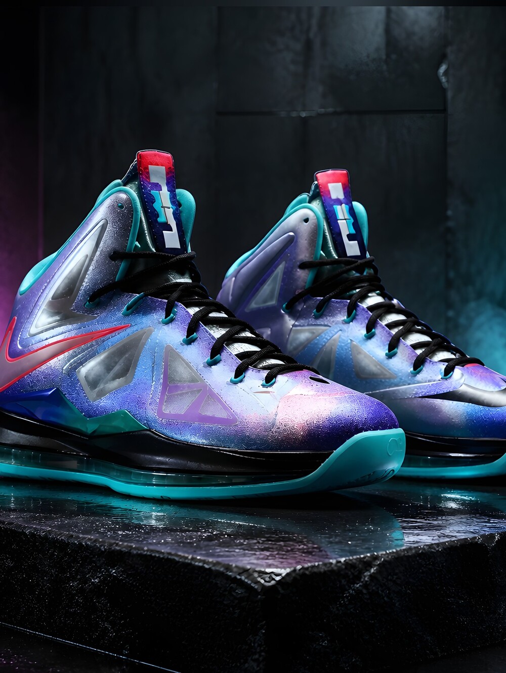 Nike LeBron 10 Pure Platinum Sz 9.5 Fingerprint Hyperfuse Multi Color 541100008